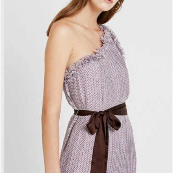 Anthropologie NWT Foxiedox One Shoulder Belted Polka Dot Pleated Maxi Dress SM - Picture 3 of 4